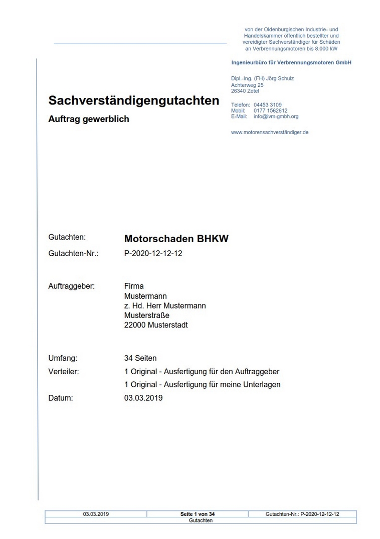 Deckblatt Gutachten-Motorensachverständiger-Motorengutachter-Motorschaden
